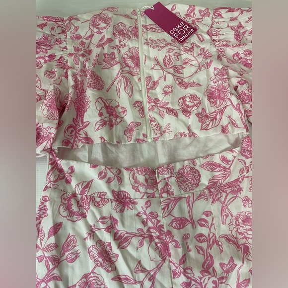 Cake For Dinner Claire Puff Sleeve Dress Garden Toile Pink Size Small NWT - Picture 8 of 9